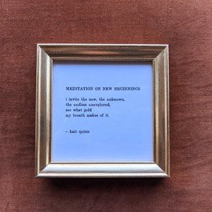 Meditation Poem in Gold Frame